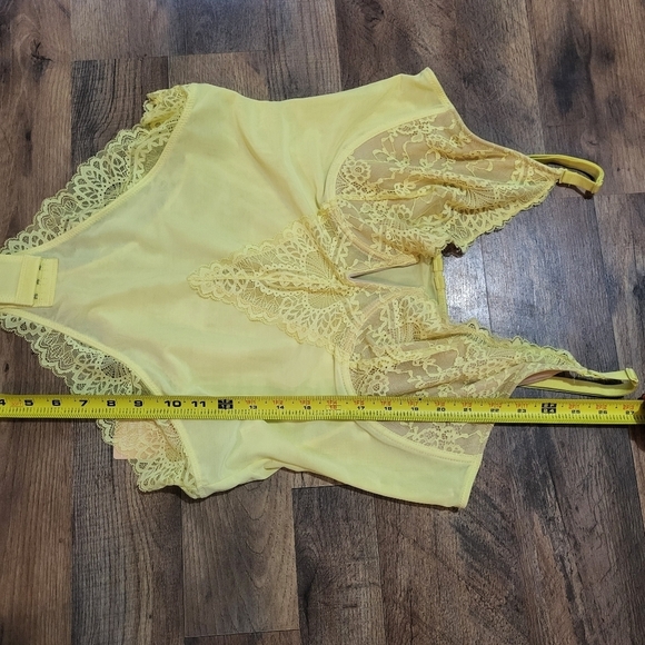 Popilush Yellow Lace V Neck Corset Shapewear Tummy Control Bodysuit Size XXL - Picture 9 of 11